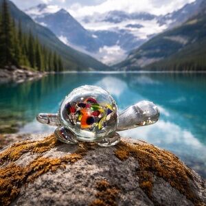 Whimsical Murano-STYLE art glass handblown turtle paperweight